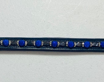 Designer leather beaded bling browband