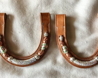 Custom western bling ear peice, browband