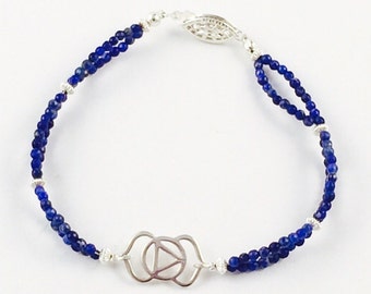 Third eye chakra sterling silver bracelet with lapis lazuli genstones