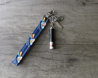 Keychain, Wristlet Keychain, Wrist Keychain, Fabric Keychain, Star Wars Keychain, Housewarming Gift, Key Ring Holder, Blues, Key Fob