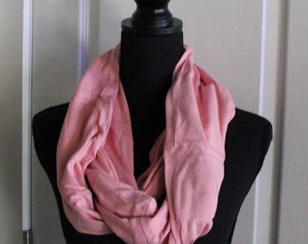 Infinity Scarf, Scarf with Pocket, Infinity Scarf with Hidden Pocket, Wrap Around Scarf, Pink Infinity Scarf, Pink Scarf with Pocket, Pink