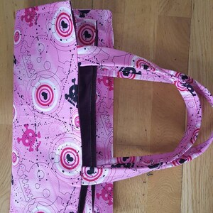 Pink Skull and Cross Bones Reusable Shopping Bag, Shopping Bag, Reusable Shopping Tote, Eco-friendly Shopping Bag, Grocery Bag, Pink Skulls image 5