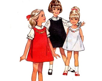 Simplicity 5734 1960s Girls' Jumper And Short Or Long Sleeve Blouse Sewing Pattern