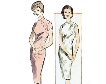 Rare 1960s Advance 9860 Teens Mod One Piece Wiggle Dress, Mod Dress Pattern With Kimono Sleeves Sewing Pattern