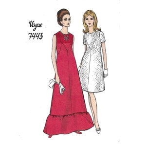 Rare Retro 1970s Vogue 7443 Womens' One Piece Maxi A-line Evening Dress Uncut Factory Folded Sewing Pattern
