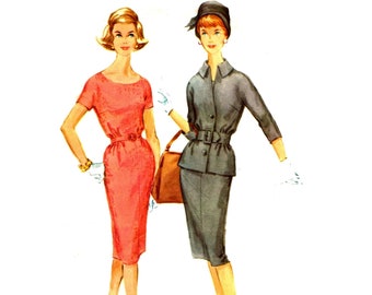 McCall's 5245 Vintage 1950s  Womens' Scoop Neck Sheath Dress, Jacket And Slim Skirt Sewing Pattern