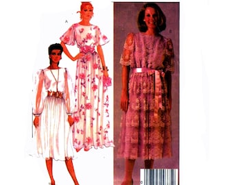Vintage 1980s Sewing Pattern McCall's 8916 Mother Of The Bride Maxi Dress And Below Knee length Dress