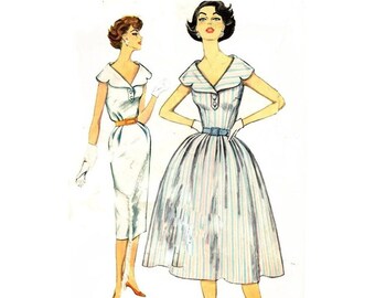 Simplicity 2549 Vintage 1950s Sewing Pattern Misses' One Piece Full Or Wiggle Dress