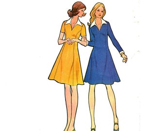 Retro 1970s Sewing Pattern Vintage Misses' McCall's 3649 Mod Princess Dress With Long Or Short Sleeves