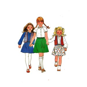 Sewing Pattern Vintage 1970s Butterick 6609 Girls&#39; Size 5  Dress, Blouse, Skirt and Vest