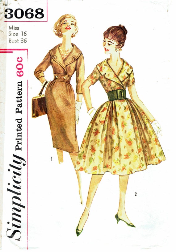 Simplicity 3068 Vintage 1950s Womens One Piece Dress In Etsy Simplicity 3068 Vintage 1950s Womens One Piece Dress In Etsy