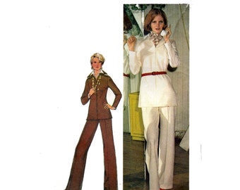 Simplicity 6550 Vintage 1970s Mod Womens Knit Top and Pants Sewing Pattern
