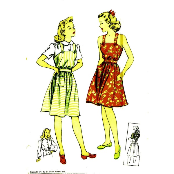 Patron couture vintage années 1940 Du Barry 5825 Robe d’été avec chemisier