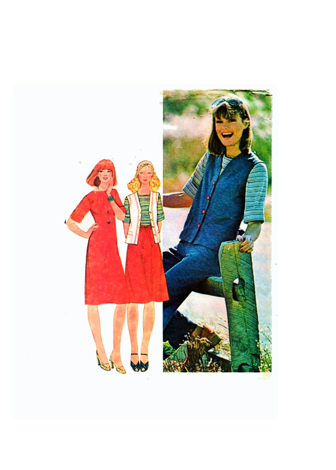 Sewing Pattern/ Vintage 1970s' Teens Mod Mccall's 4938 Misses' Top