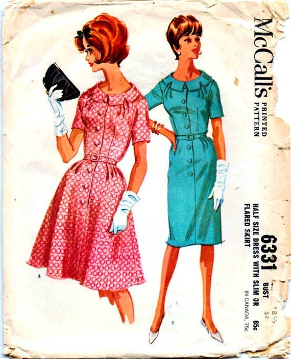 Sewing Pattern Vintage 1960s Mccall's Mod 6331 Front Buttoned One Piece  Dress With Four-gore Slim or Flared Skirt - Etsy