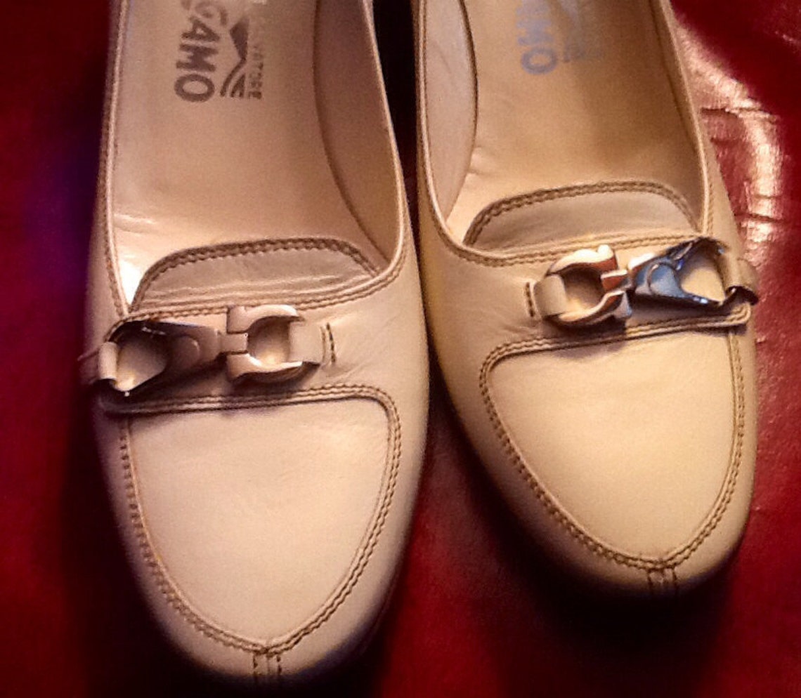 salvatore ferragamo white heels