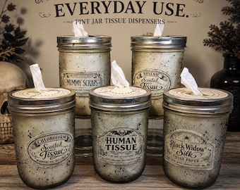 Distributeur de papier hygiénique dans un pot Mason d'une pinte d'humour noir : pièce décorative peinte à la main recyclée