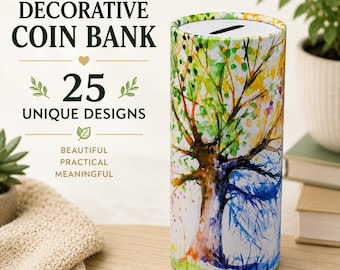Hucha decorativa hecha a mano, ecológica, con 25 diseños únicos.
