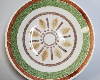 Juego de 2 cuencos de cerámica vintage en tonos tierra con estampado floral retro Sunburst (AF#217)