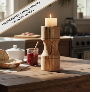 Portacandele in legno di ontano spalted: decorazione rustica in legno (#496)