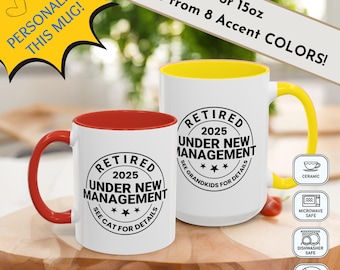 Mug à café personnalisé pour la retraite : nouvelle direction, couleurs contrastées