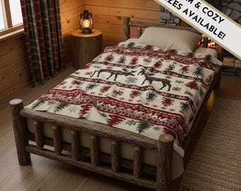 Moose Throw Blanket: Rustic Cabin Decor, Scandinavian Style
