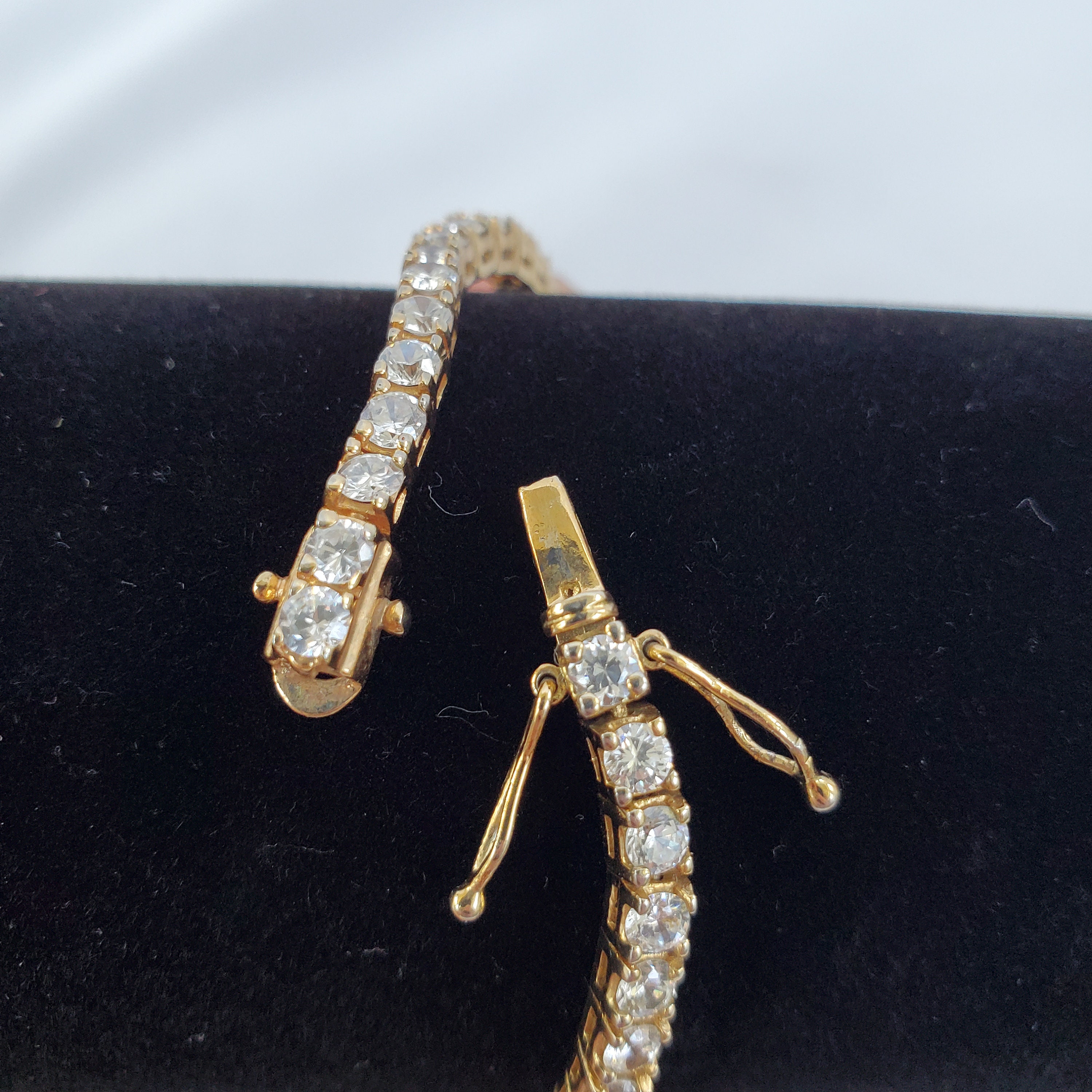 Faux Diamond Bracelet with Gold Band Barrel & Torpedo Clasp Etsy