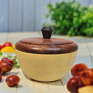 Handcrafted Wood Salt Keeper: Cedar, Teak, Wenge Spice Bowl (#482)