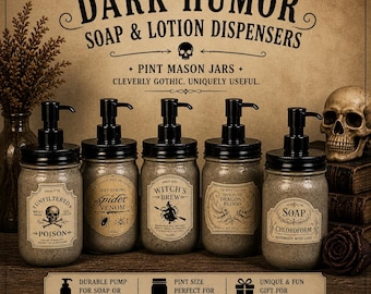 Dark Humor Mason Jar Soap Dispenser: Upcycled Hand-Painted Accent Piece
