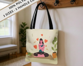 Self-Care Yoga Tote Bag: Modern Boho Reusable Bag