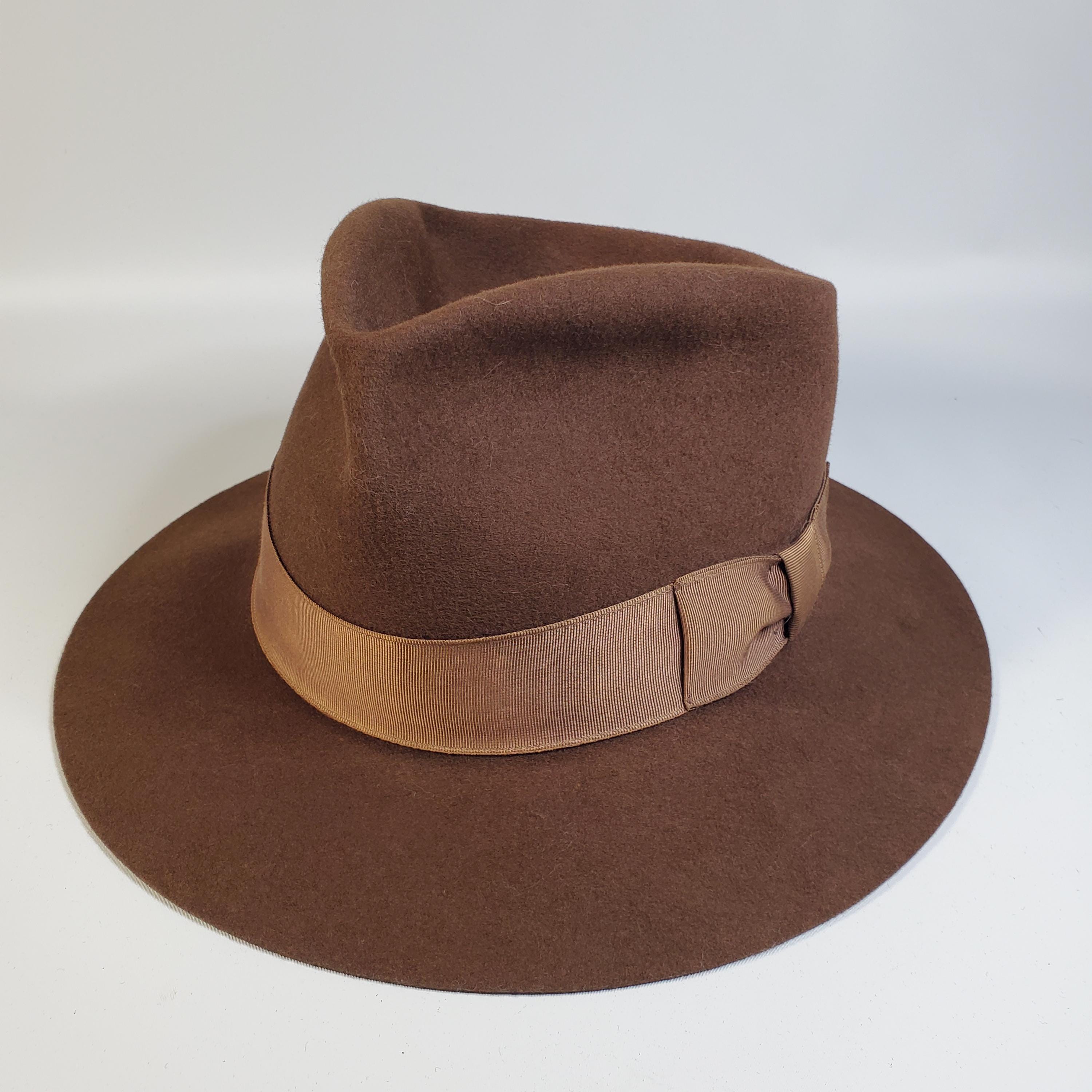 Vintage Nu Planter Indiana Jones Brown Wool Wide Brim Hat Vintage 100% Wool Olive Fedora. Rustic Indiana Jones Vibes  main image 4