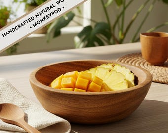 Cuenco rústico de madera dura Monkeypod de 6" (n.º 471)