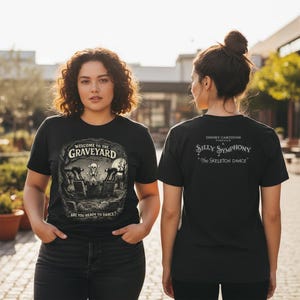 Skeleton Dance Unisex T-Shirt Double-Sided Graveyard Silly Symphonies (D1) image 6