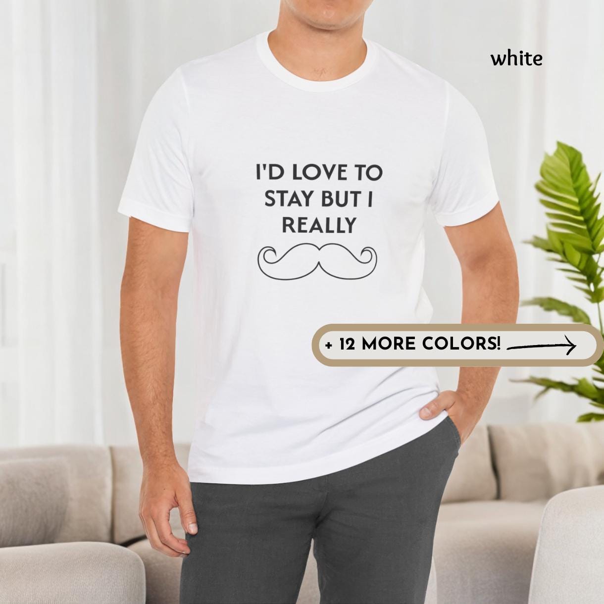Thedifferent T-Shirt Uomo 'I Love Mustache' – Bianca, 100% Cotone, 160 Gr, Stampa Simpatica Per Amanti Dei Baffi