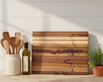 Rich Two-Tone Rustic Hardwood Cutting Board (#206)