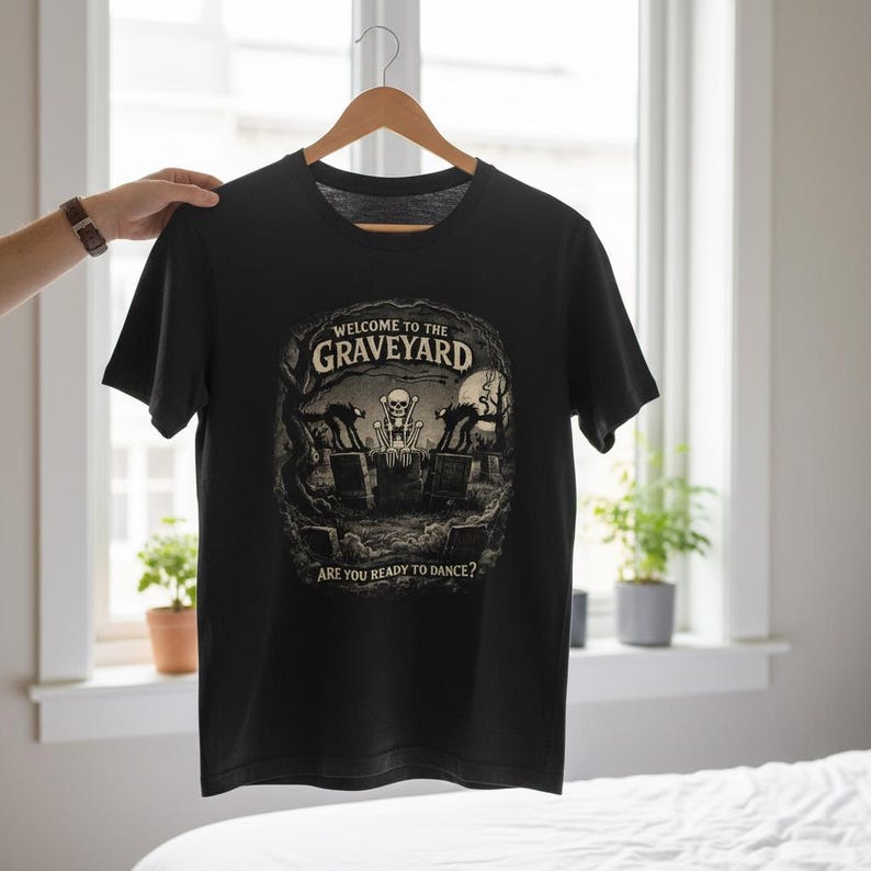 Skeleton Dance Unisex T-Shirt Double-Sided Graveyard Silly Symphonies (D1) image 8