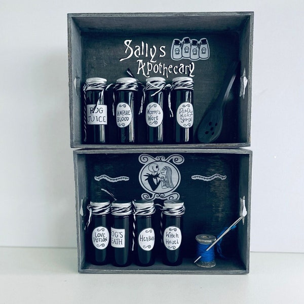 Nightmare before Christmas Decor, Sallys Apothecary Set, Full Set with Mini Spoon Plus Needle and Thread