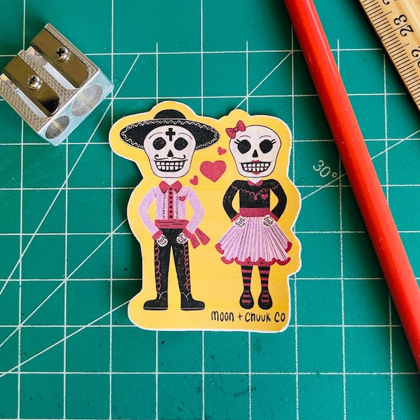 Skeleton Couple Sticker Day of the Dead / Dia de Los Muertos Inspired