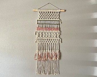 Weave | Tapestry | Large | Gold | Pink | Green | Macrame Tapestry | Macrame Wall Hanging | Home Decor