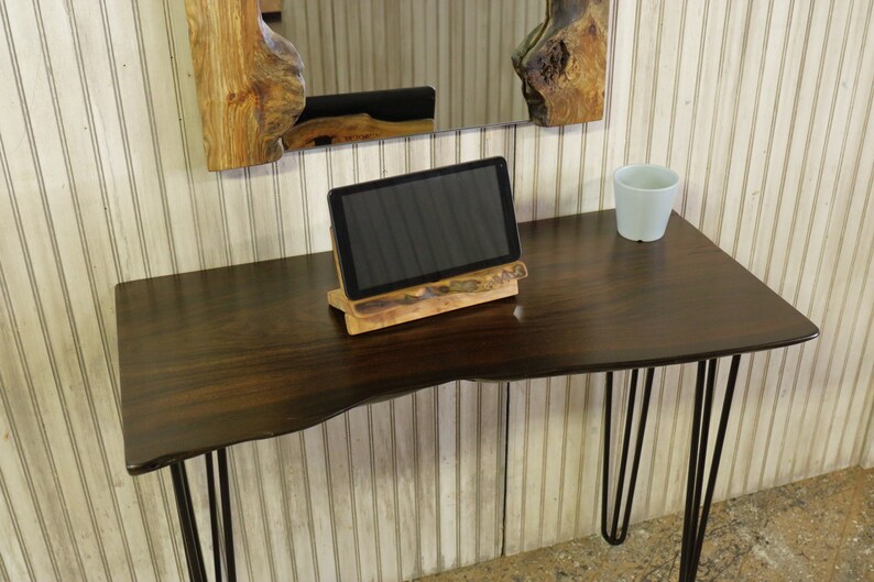 Live Edge Laptop Desk Walnut Driftwood With Hairpin Legs Diy Etsy