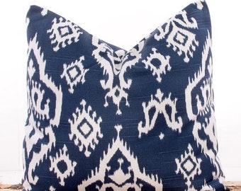 Navy Ikat Pillow Etsy