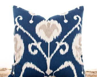 Navy Ikat Pillow Etsy
