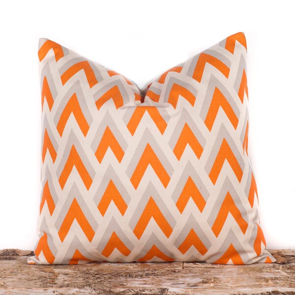 Orange Arrow Print Cotton Pillow Cover, Modern Pillow Case, Decorative Throw Pillow Case, 16 x 16