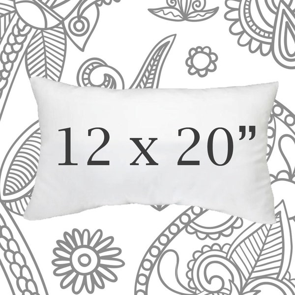 12x20 Faux Down Pillow Insert, Pillow Forms, Cushions, Lumbar Size Pillows, Down Pillows, Soft Pillows, 12 x 20