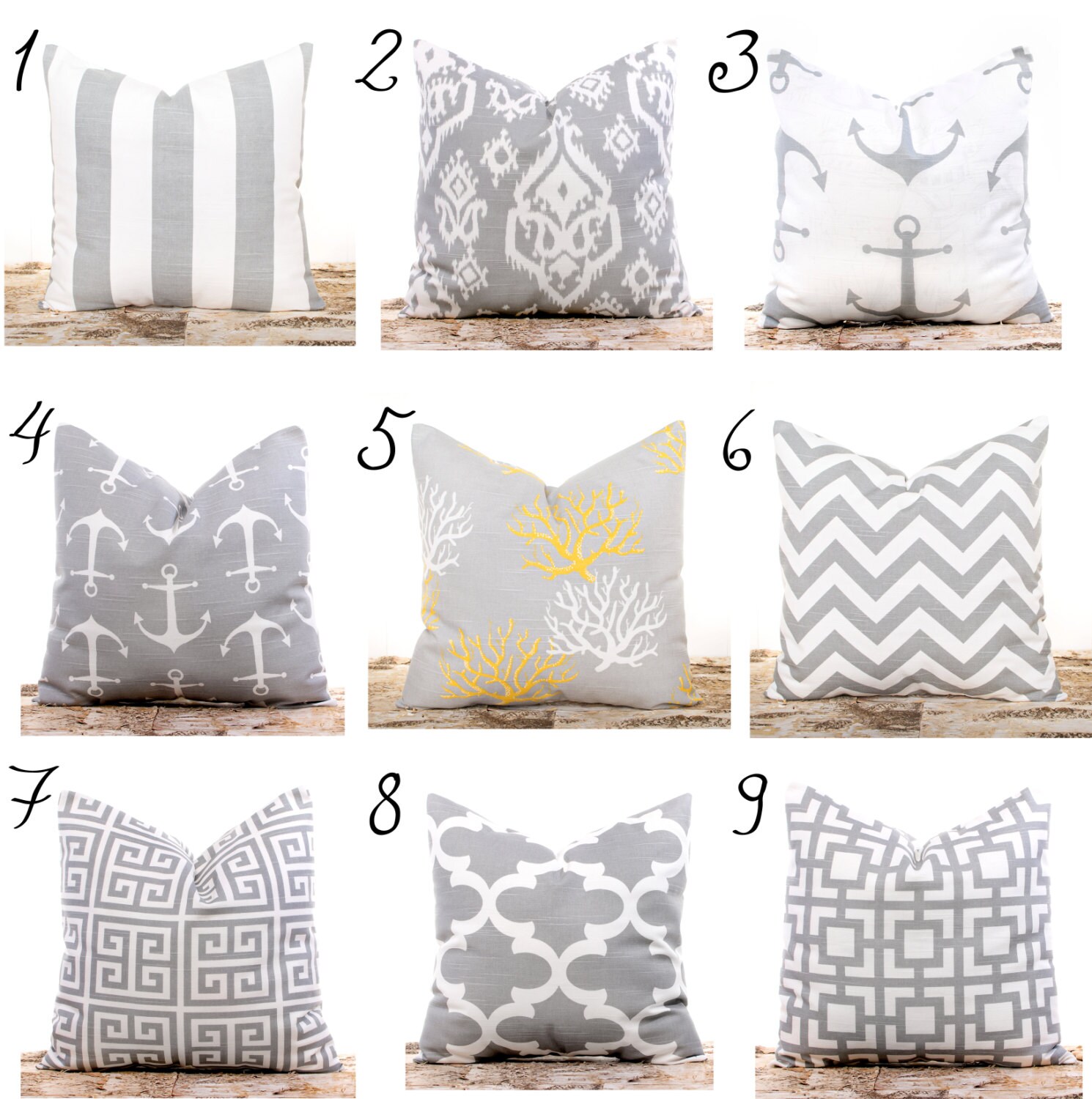 Gray Throw Pillows Gray Ikat Pillow Covers Anchors Trellis Etsy