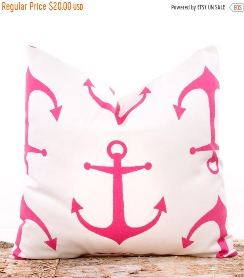Sale Ends Soon Throw Pillow Pink Anchor Pillowcase Candy Etsy