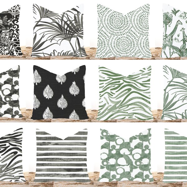 Black White and Green Pillows Etsy