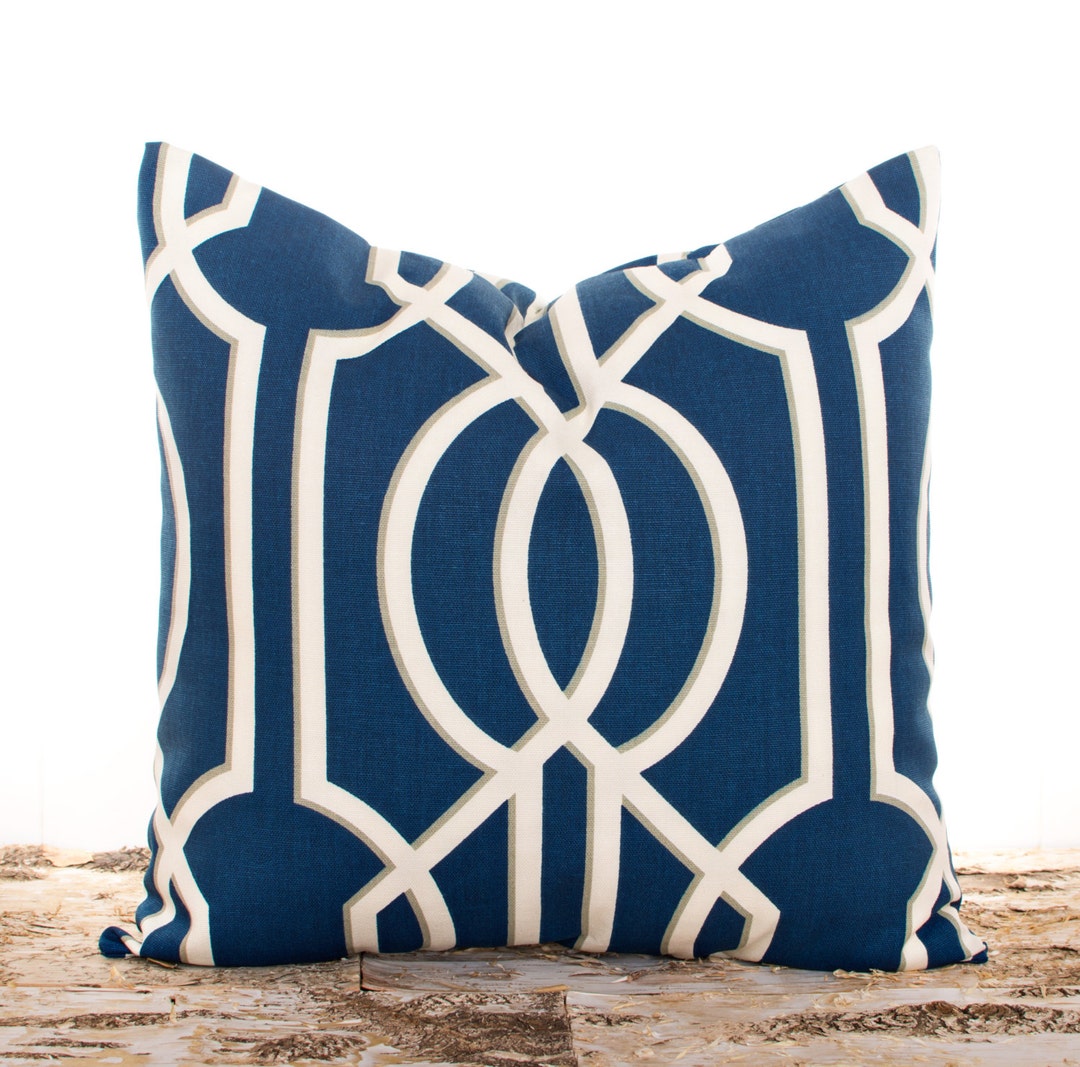 Navy Pillows, Blue Pillow Covers, Art Deco, Navy and Cream, Pillowcases