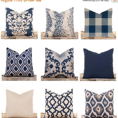 navy print pillows