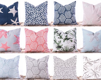 Coastal Home Decor Pillow Covers Made With Designer Fabric For A Summer Beach House Look